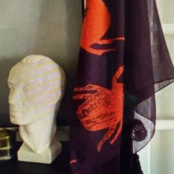 INDIA HICKS Bundle: Junkanoo Tassel + Beetle 🪲 Scarf in Aubergine/Orange - Picture 6 of 7